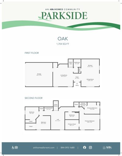 Parkside Oak Floorplan SQFT 1704