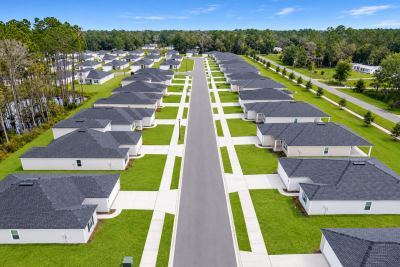 Aerial View of Modern Suburban Neighborhood Jacksonville Florida
