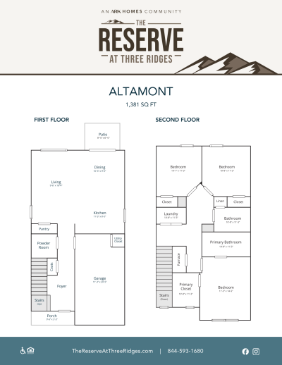 Altamont Community Info Sheet Floorplan The Reserve at Three Ridges