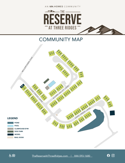 Community Info Sheet Site Map The Reserve at Three Ridges 1
