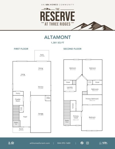 Reserve at Three Ridges Floorplan Altamont 1381 SQFT